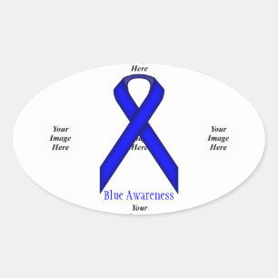 Sticker Ovale Ruban Blue Standard par Kenneth Yoncich