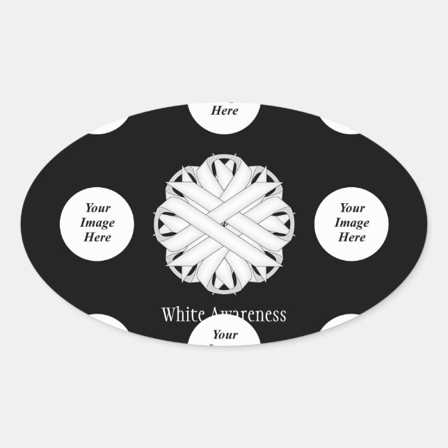 Sticker Ovale Ruban de fleurs blanches par Kenneth Yoncich Modèl (Devant)