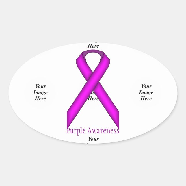 Sticker Ovale Ruban standard violet par Kenneth Yoncich (Devant)