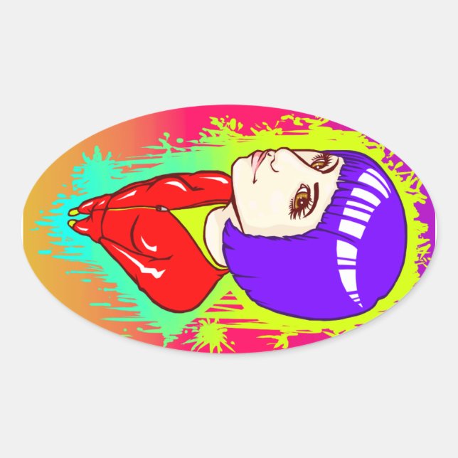 Sticker Ovale Rue Neon (Devant)
