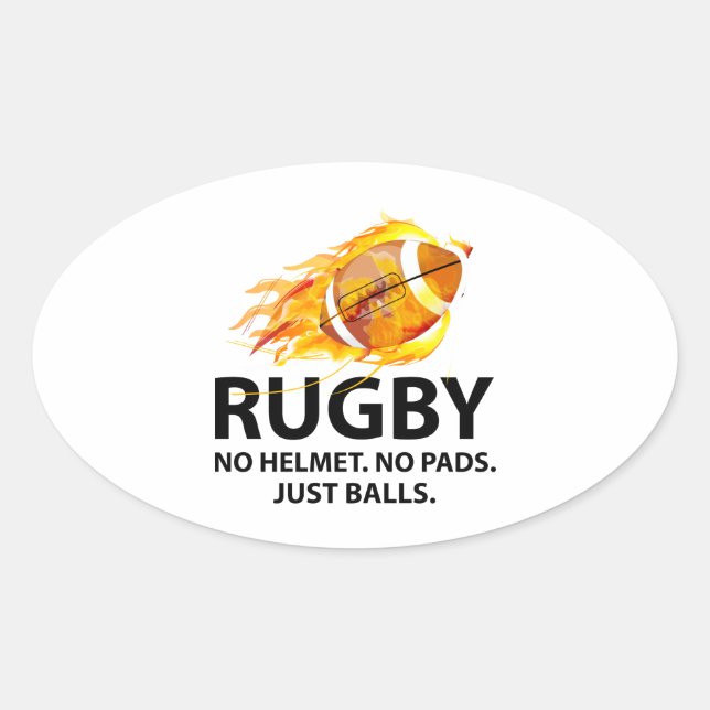 Sticker Ovale Rugby. Pas de casque. Pas de papas. Juste Des Boul (Devant)