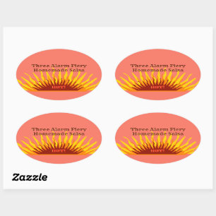Sticker Ovale Rustique Maison Trois Alarme Chaud Salsa Canne