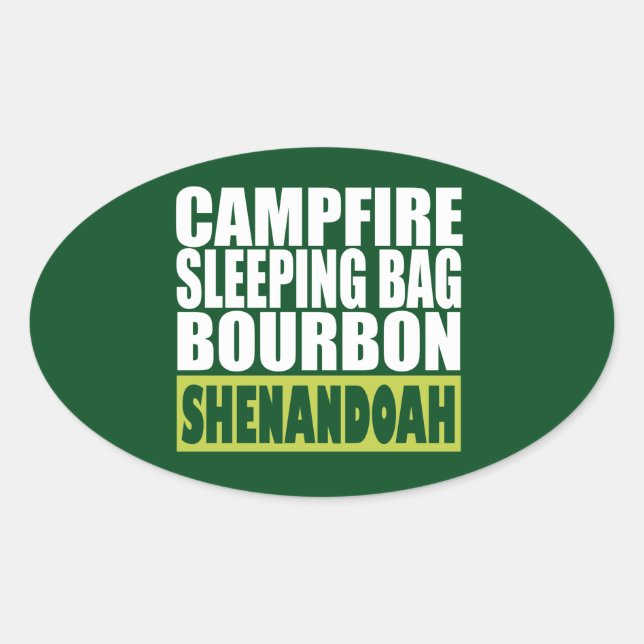 Sticker Ovale Sac couché de feu de camp Bourbon Shenandoah (Devant)