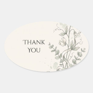 Sticker Ovale Sage Vert Eucalyptus Mariage Remerciement