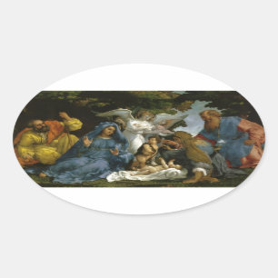 Sticker Ovale Sainte Famille avec Saints et Anges