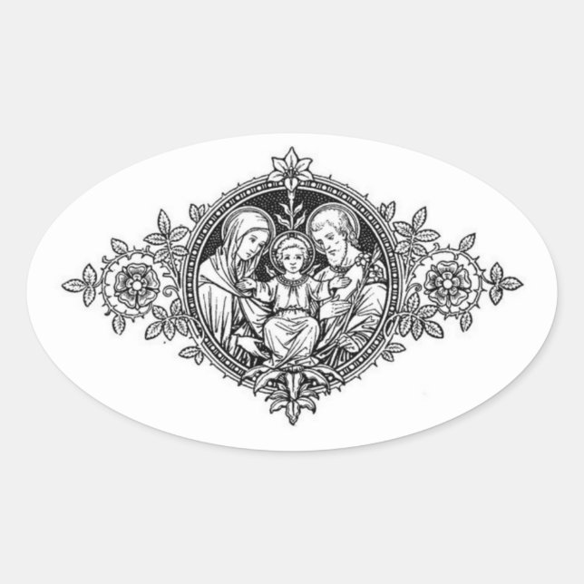 Sticker Ovale Sainte Famille Jésus Marie Saint Joseph (Devant)