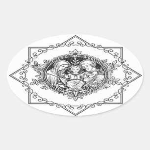 Sticker Ovale Sainte Famille Mariage catholique traditionnelle
