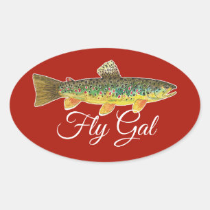 Sticker Ovale Salmo Trutta Fly Fishing Ladies