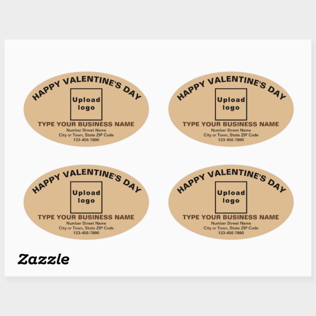 Sticker Ovale Salutation de Saint-Valentin pour la lumière Brown (Feuille)