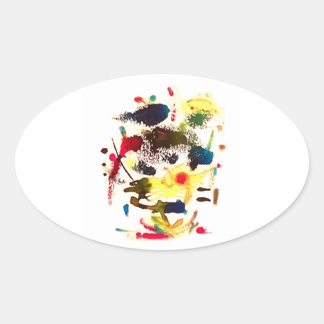 Sticker Ovale Samurai Chat Acrylique Abstraite Hankamer Artjunkh (Devant)