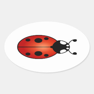 Sticker Ovale Scarabée de Ladybird chanceux de coccinelle