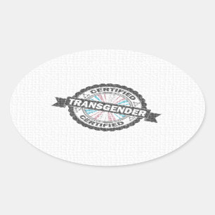 Sticker Ovale Sceau d'approbation certifié Transgenre Pride
