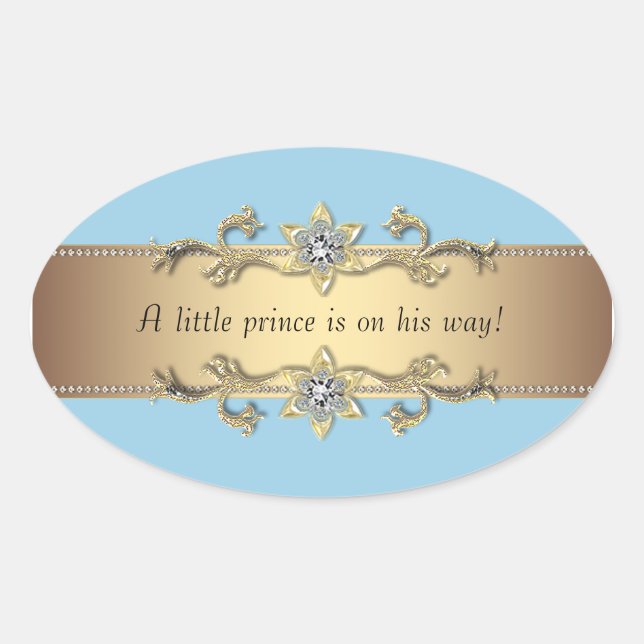 Sticker Ovale Sceau d'enveloppe bleu Gold Little Prince (Devant)
