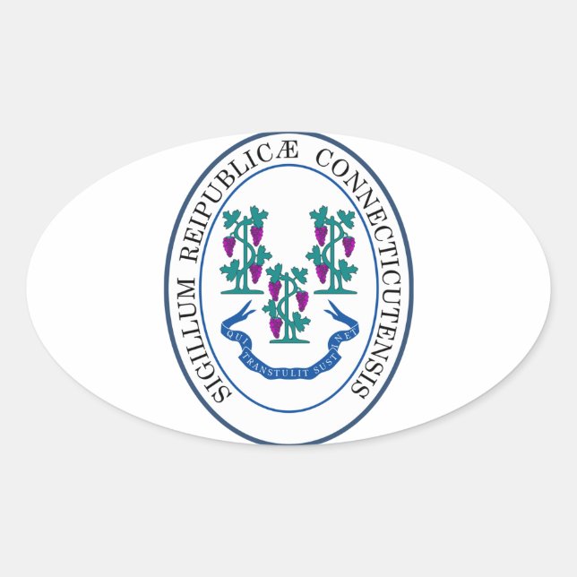 Sticker Ovale Sceau d'État du Connecticut, États-Unis (Devant)