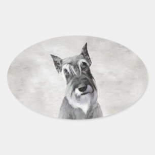 Sticker Ovale Schnauzer (Giant) Peinture - Chien Art
