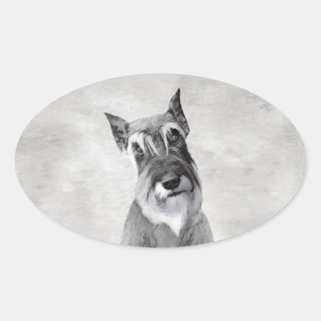 Sticker Ovale Schnauzer (Giant) Peinture - Chien Art (Devant)