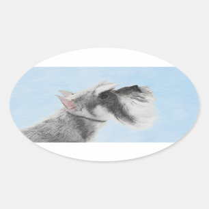 Sticker Ovale Schnauzer (Giant, Standard) Peinture - Chien Art