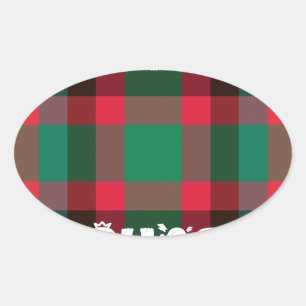Sticker Ovale Scottish Royal À damiers Tartan Plaid avec texte