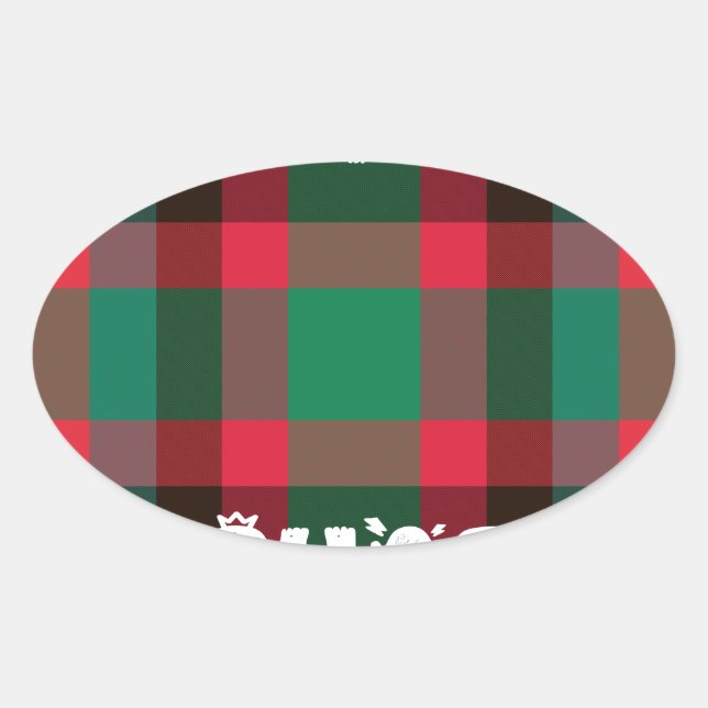 Sticker Ovale Scottish Royal À damiers Tartan Plaid avec texte (Devant)