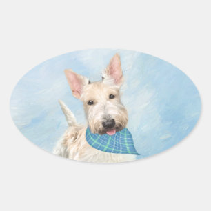 Sticker Ovale Scottish Terrier Wheaten Dog Painting Art original