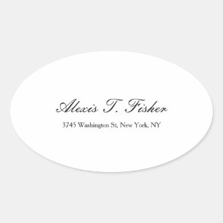 Sticker Ovale Script de calligraphie classique Simple Blanc
