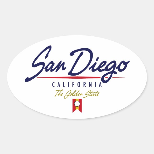 Sticker Ovale Script San Diego (Devant)