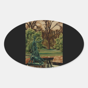 Sticker Ovale Sculpture de Diana Artemis dans les jardins