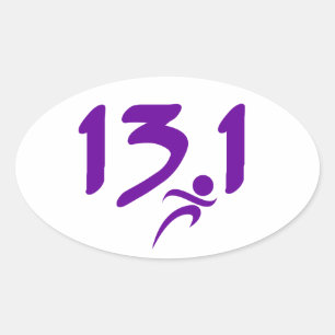 Sticker Ovale Semi-marathon 13,1 de pourpre