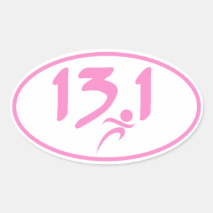 Sticker Ovale Semi-marathon 13,1 de rose