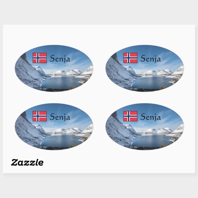 Sticker Ovale Senja Norvège (Feuille)