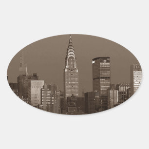 Sticker Ovale Sepia New York
