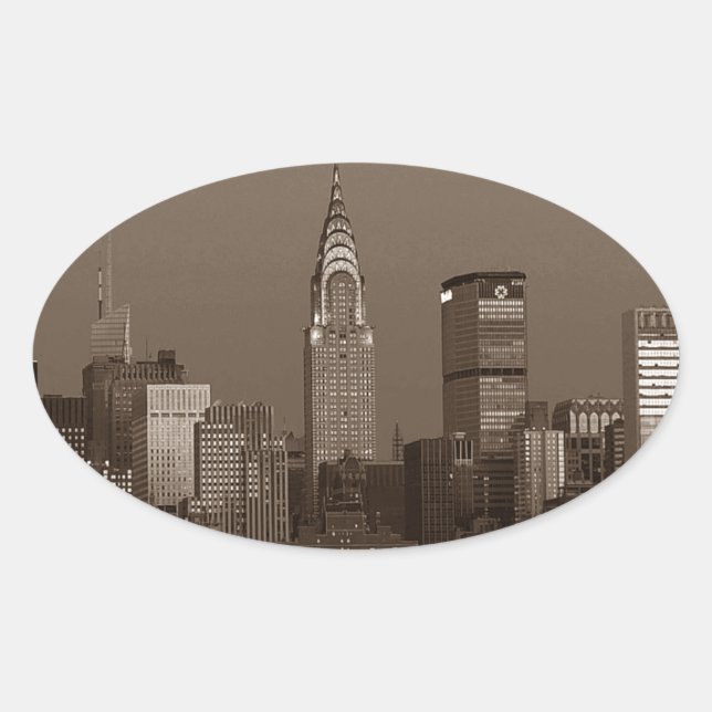 Sticker Ovale Sepia New York (Devant)