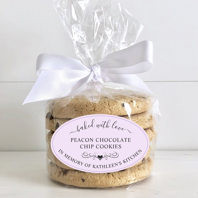 Sticker Ovale Service Mémorial Mémoire De Cuisiné Avec Amour Fav (Memorial Service Memory Of Baked With Love Favor Oval Sticker)