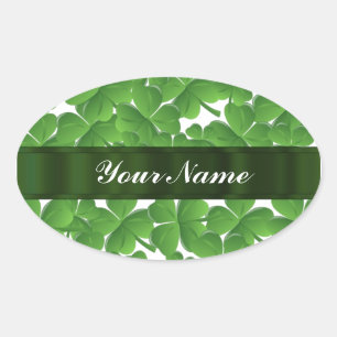 Sticker Ovale Shamrocks irlandais verts personnalisés