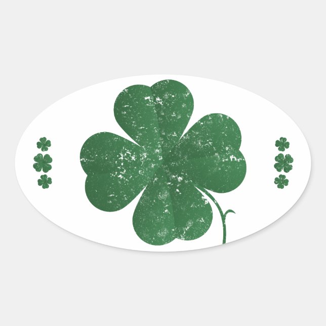 Sticker Ovale Shamrocks - style vintage (Devant)