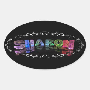 Sticker Ovale Sharon nommé - nom dans les lumières