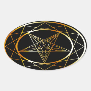 Sticker Ovale Sigil d'or de Baphomet