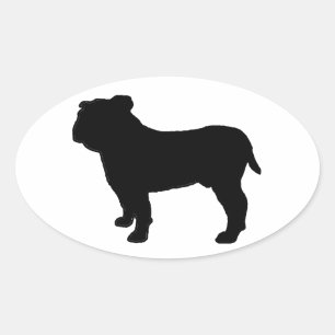 Sticker Ovale Silhouette de Bouledogue