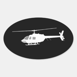 Sticker Ovale Silhouette de couperet d'hélicoptère pilotant le