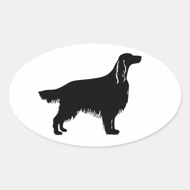 Sticker Ovale silhouette de setter irlandais (Devant)