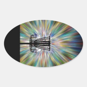 Sticker Ovale Silhouette du panier de golf de disque