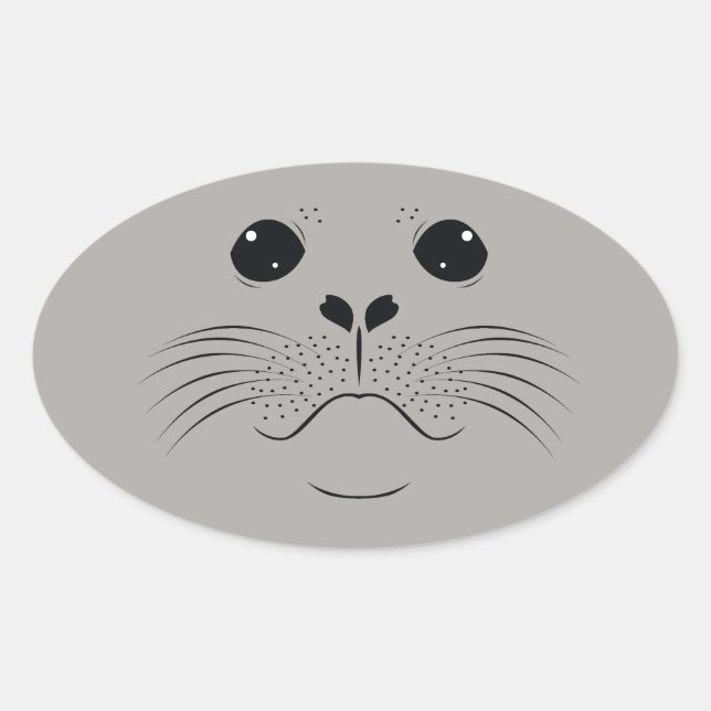 Sticker Ovale Silhouette du visage du phoque (Devant)