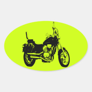 Sticker Ovale Silhouette fraîche de vélo de moto