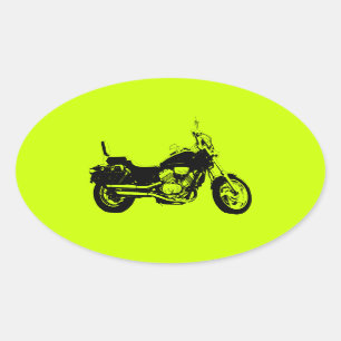 Sticker Ovale Silhouette fraîche de vélo de moto
