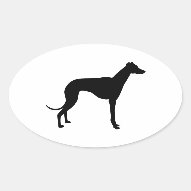 Sticker Ovale Silhouette Greyhound (Devant)