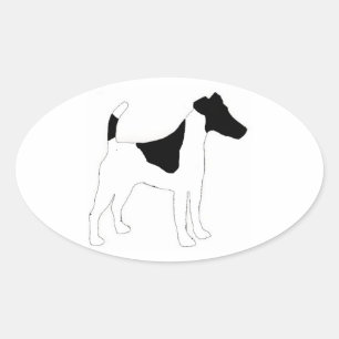 Sticker Ovale silhouette lisse de terrier de renard