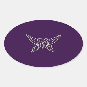 Sticker Ovale Silver Purple Celtic Butterfly Curling