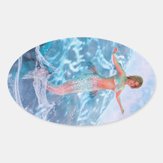 Sticker Ovale Sirène Fantastique (Devant)