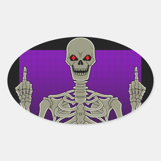 Sticker Ovale Skeleton Poker Flip (Devant)