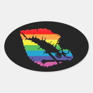 Sticker Ovale skullz et lèvres.